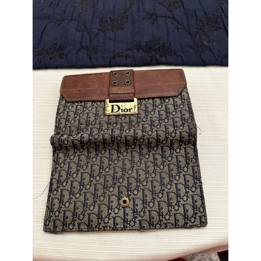 Dior Beige & Blue Canvas & Leather Medium Wallet - Picture 11 of 11